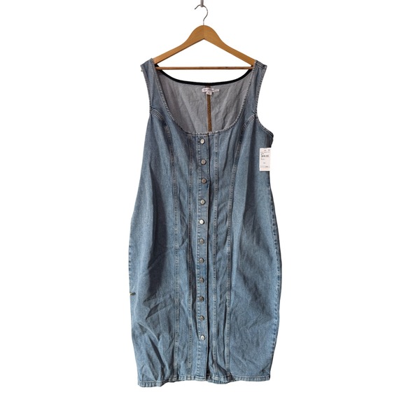 Good American Dresses & Skirts - Good American Button Front Denim Midi Dress
